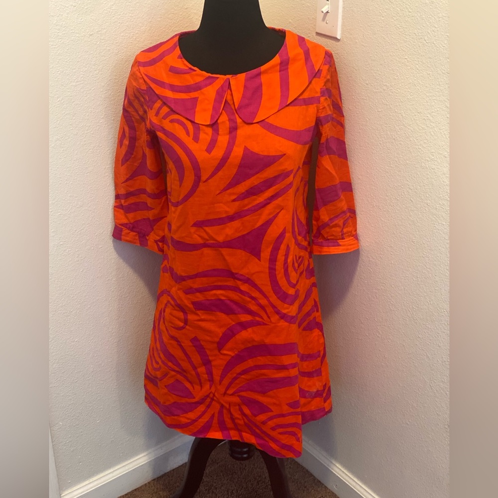 LaRoque for Belk Pink Orange Shawl Collar Dress Peter Pan Collar 50s 50s Retro 6 - Picture 8 of 14